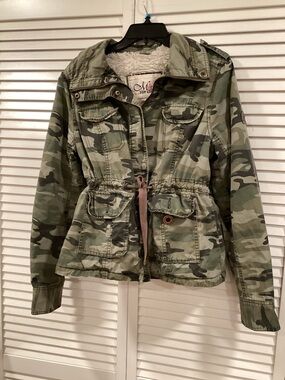 Miss Top Gun 90s Camo  Jacket with Sherpa Lining XL VTG Rare